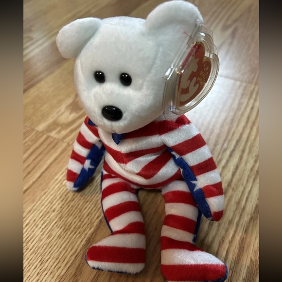 Ty Other - TY Beanie Baby LIBERTY the Bear Plush (White Head Version) (8.5 inch)
